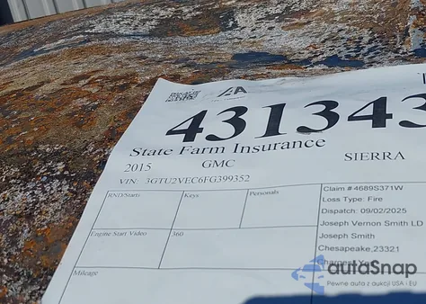 2015 GMC Sierra 1500 Slt from USA, damaged, VIN 3GTU2VEC6FG399352